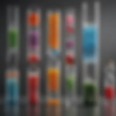 A close-up of various bubble solutions in different containers