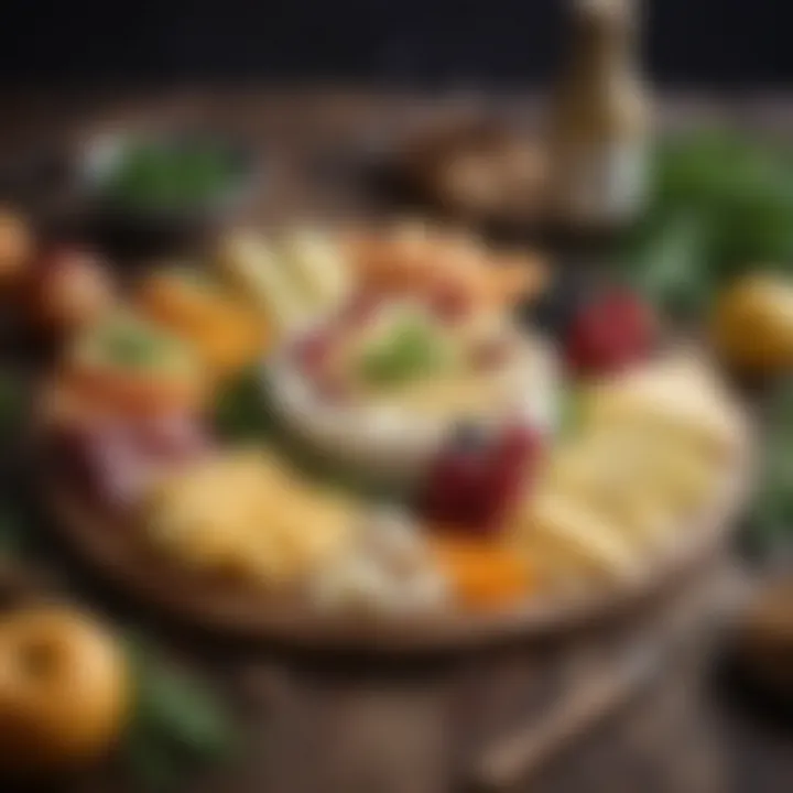 Mediterranean cheese platter with herbs and fruits