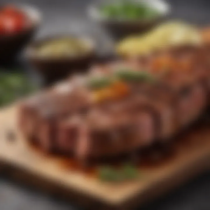 A selection of marinades and spices used in preparing churrasco steak, arranged artistically.