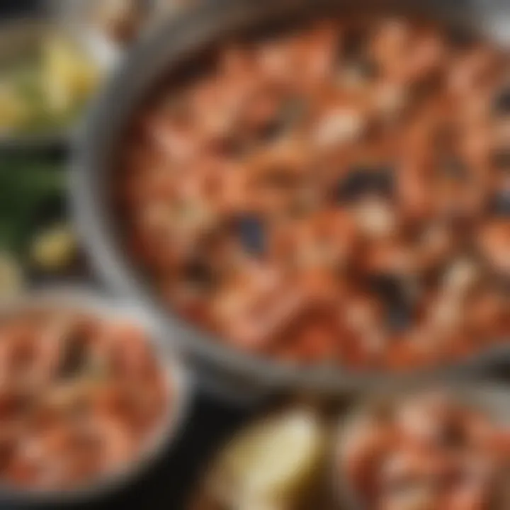 An array of fresh seafood ingredients used in cioppino preparation