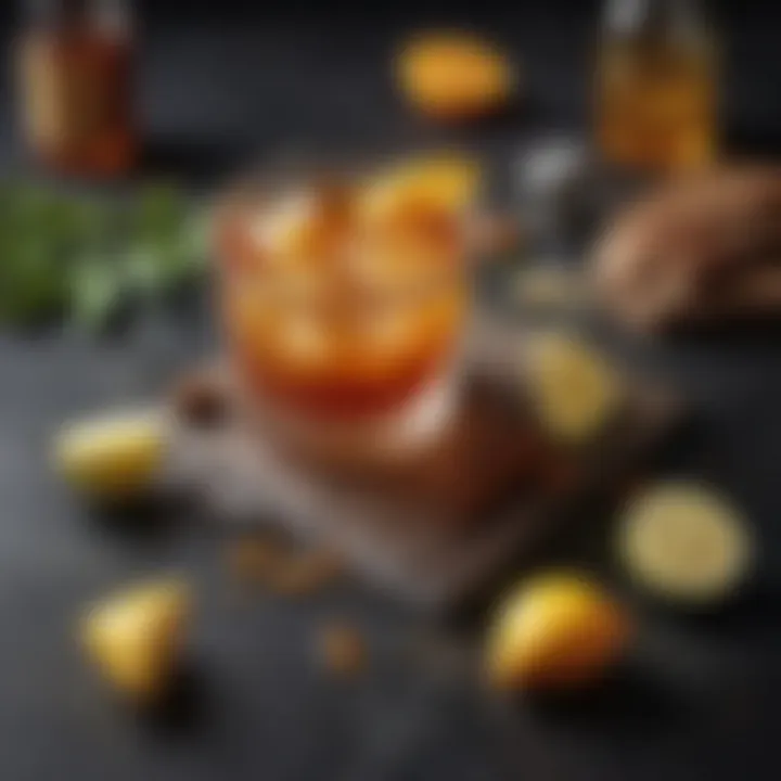 Ingredients laid out for crafting cocktails with Tennessee Honey