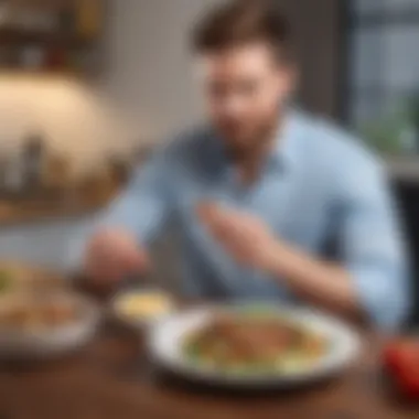 A busy professional enjoying a ready-to-eat keto meal at a desk