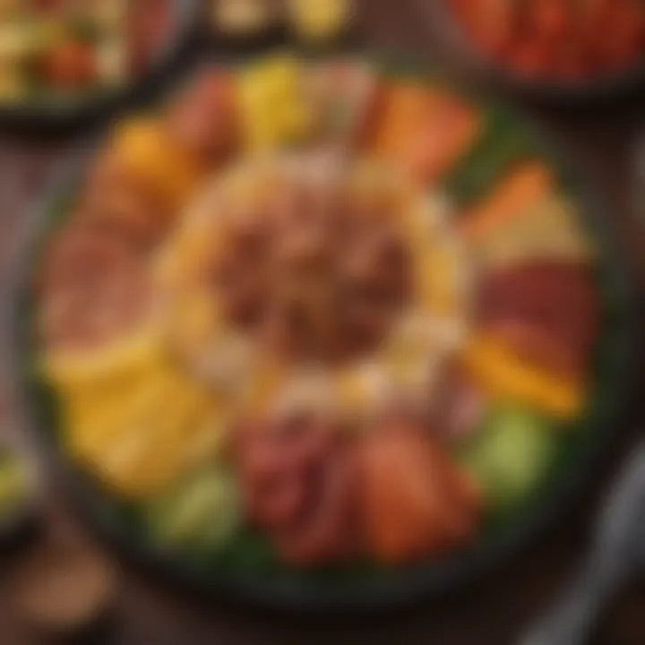 Colorful turkey kielbasa platter with vegetables