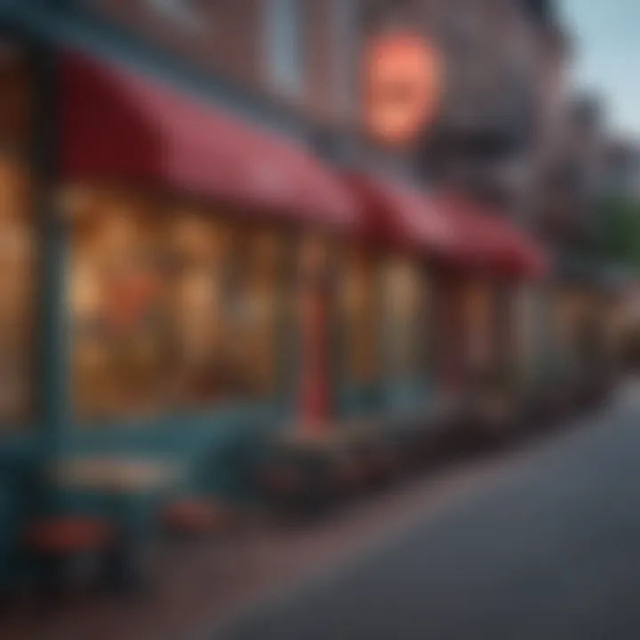 Vibrant street view of a popular dining district in Louisville