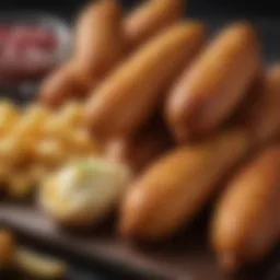 A vibrant display of traditional Minnesota State Fair foods including corndogs and cheese curds