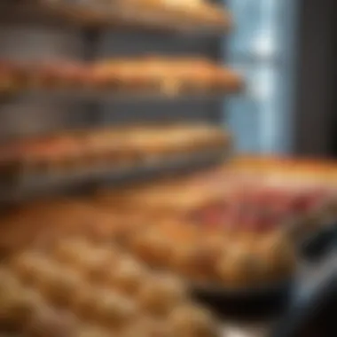 A colorful array of desserts displayed in a charming bakery