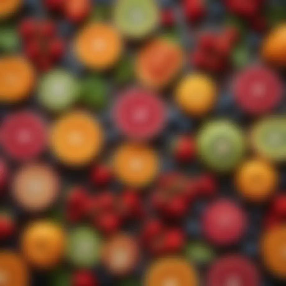 A vibrant array of colorful fruits and vegetables rich in electrolytes