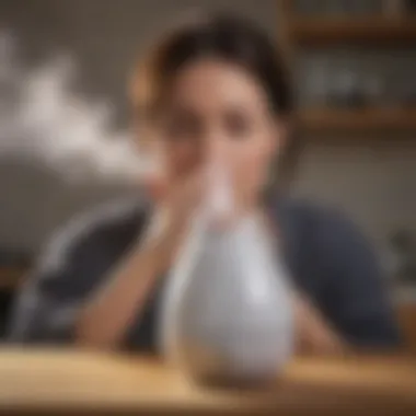 A serene environment showcasing a person using a humidifier for better breathing.