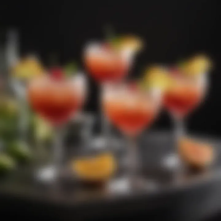 Artful display of quick-to-make cocktails with garnishes