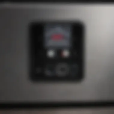 A close-up view of the control panel of an electric lunch box cooker, highlighting user-friendly features.