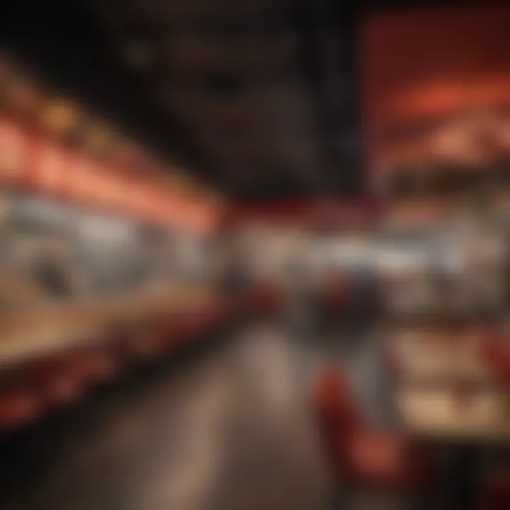A bustling fast food restaurant interior filled with customers enjoying their meals