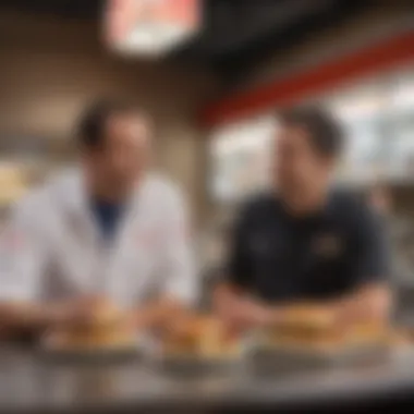 A franchisee discussing business strategies with a franchisor representative