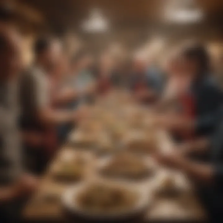 Community gathering at a Food Dudes event highlighting local cuisine