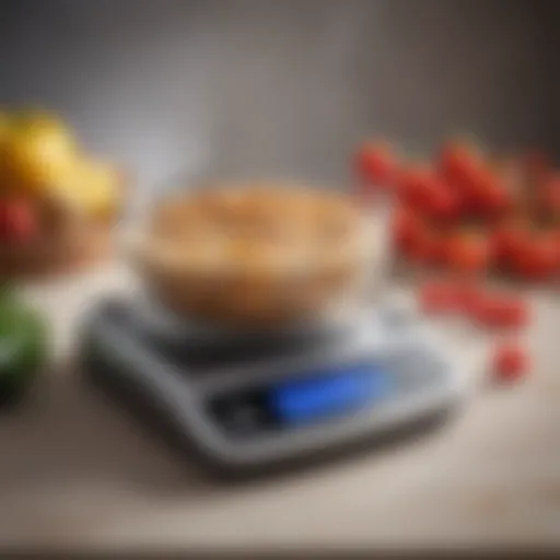 Precision food scale displaying macronutrient breakdown