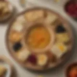 A vibrant display of matzo and charoset on a Seder plate.