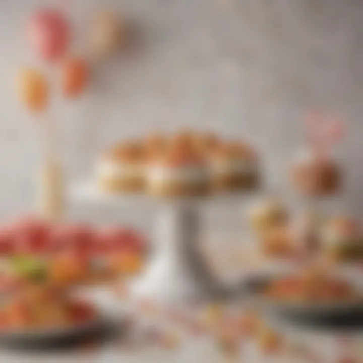 A festive table setting featuring Fruity Pebbles Rice Krispie treats for a celebration