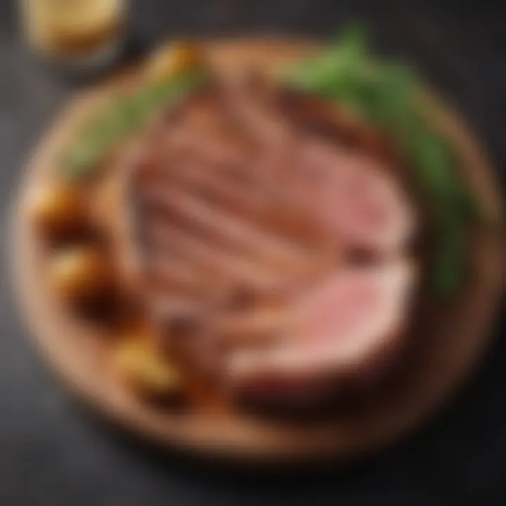 A grilled gammon steak with a caramelized crust