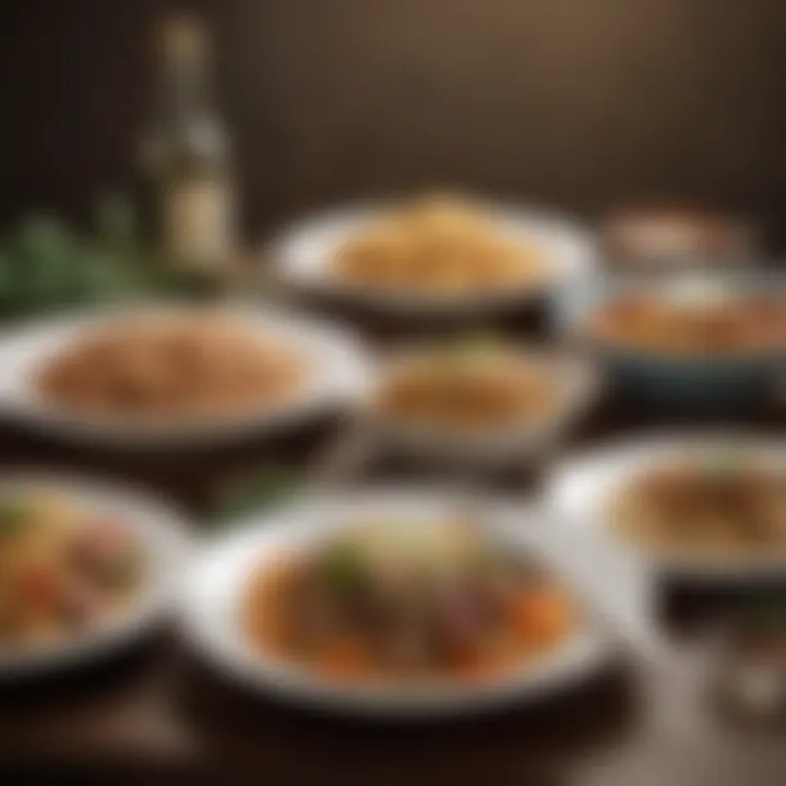 A variety of grain-based meals presented on a dining table