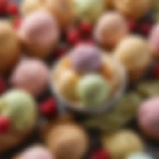 Close-up of a bowl filled with colorful, healthy ice cream alternatives