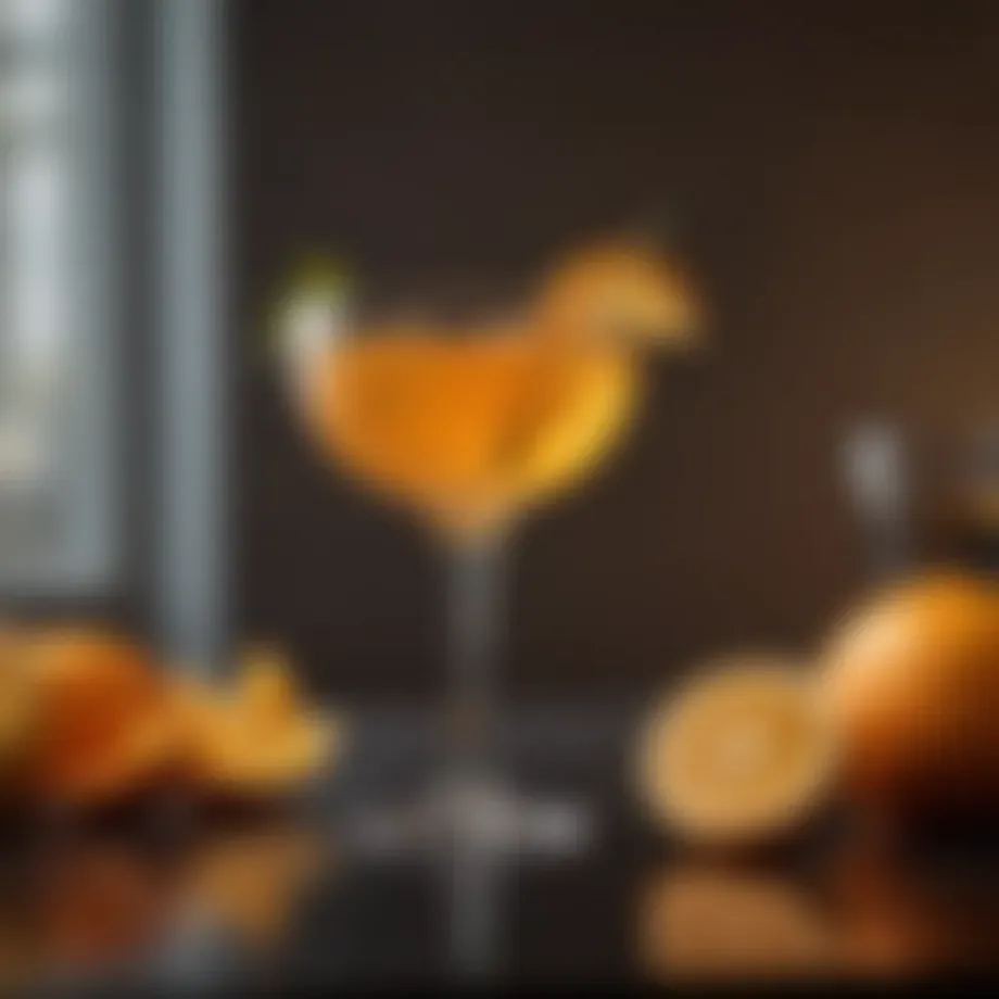 An elegant glass of Henny cocktail garnished with citrus