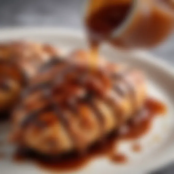 A close-up of honey chipotle sauce drizzled over grilled chicken