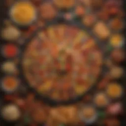 A colorful platter of assorted finger foods featuring mini skewers and bite-sized snacks