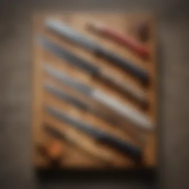 Diverse Types of Japanese Knives An exquisite collection of Japanese knives displayed on a wooden block