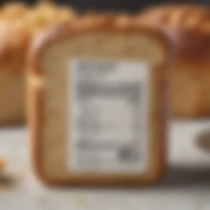 Close-up of nutritional labels on keto bread products