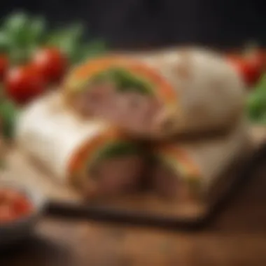 Selection of low-carb wraps with fresh ingredients