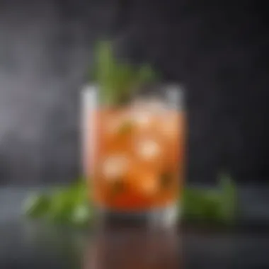Low-carb cocktail garnished with fresh herbs