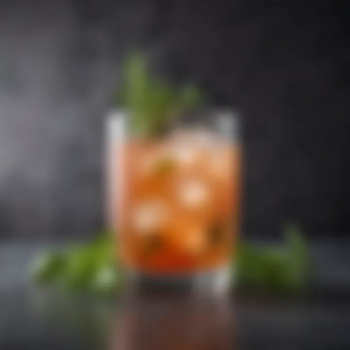 Low-carb cocktail garnished with fresh herbs