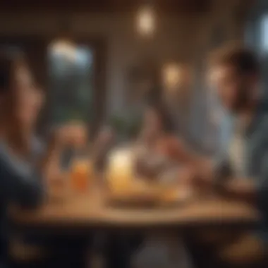 Group of friends enjoying drinks in a social setting