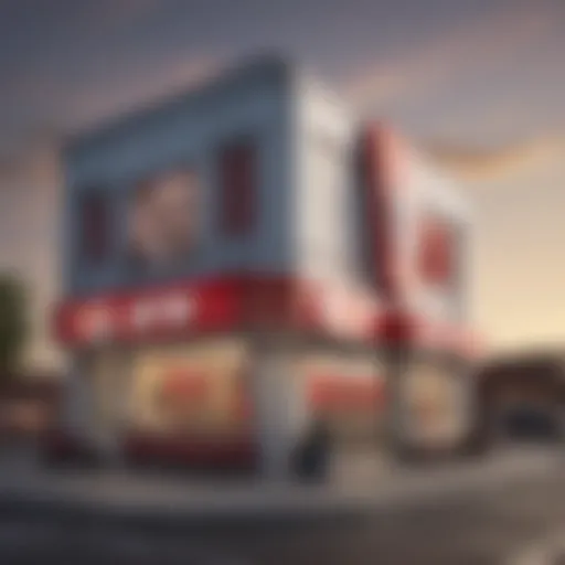 Exterior view of a KFC building showcasing unique architecture