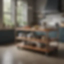Stylish kitchen island on wheels with storage options
