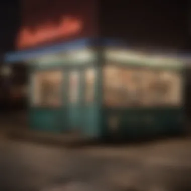 An inviting local diner illuminated at night, perfect for late-night cravings.