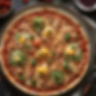 Deliciously Baked Tortilla Pizza A close-up of a deliciously baked low carb tortilla pizza with melted cheese