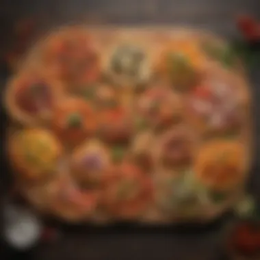 A creative display of different variations of tortilla pizza on a wooden platter