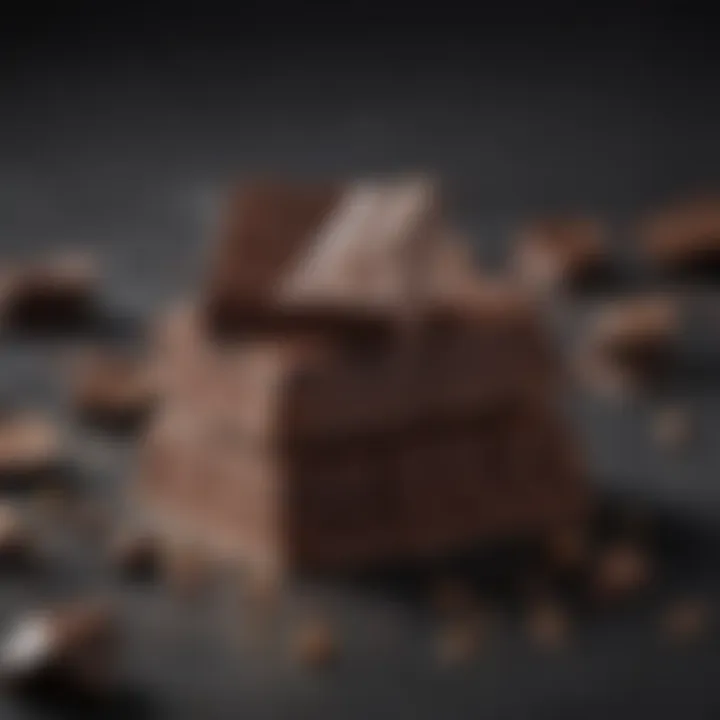 A close-up of dark chocolate pieces