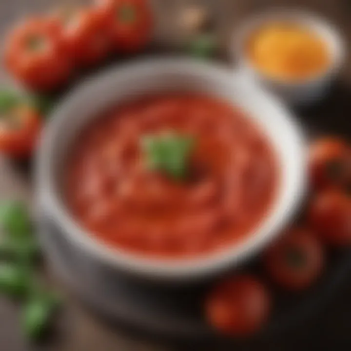 Rich and vibrant tomato sauce in a bowl