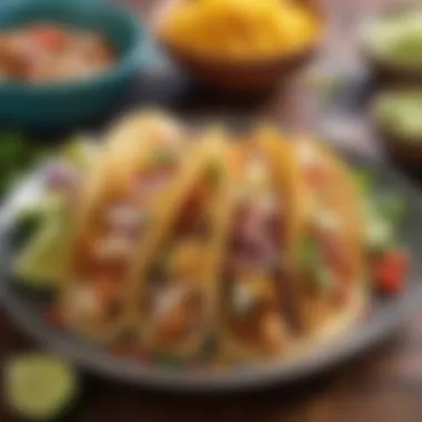 Colorful Variations of Chicken Tacos A colorful plate showcasing variations of chicken tacos