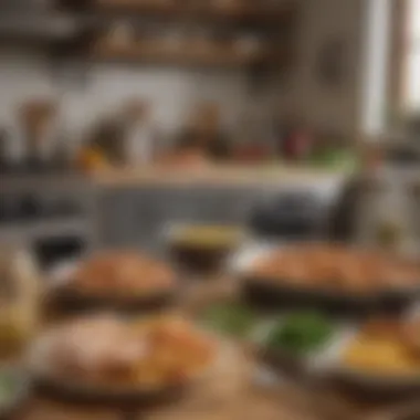 A busy kitchen scene featuring quick meal prep with meatless chicken options.