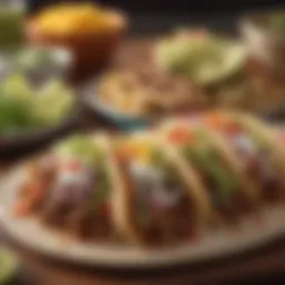 Colorful array of traditional Mexican tacos with fresh toppings