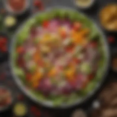 Colorful Raw Salad Creation A beautifully arranged raw salad highlighting diverse ingredients.