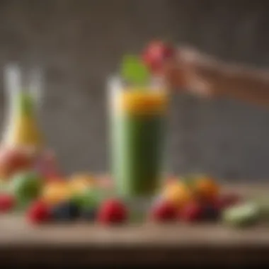 Refreshing Raw Smoothie Experience A person enjoying a smoothie made from raw fruits and vegetables.