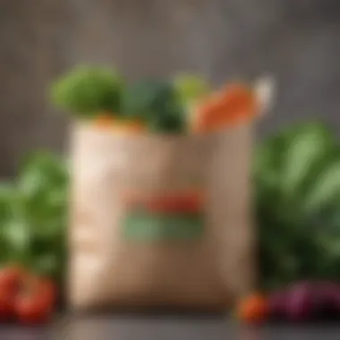 Sustainable Biodegradable Bag with Fresh Ingredients Close-up of a biodegradable food storage bag with fresh produce