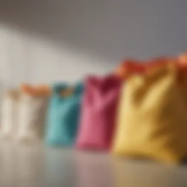 Stylish Cloth Bags for Food Preservation Colorful cloth food storage bags arranged neatly