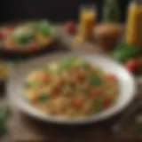 A vibrant plate of vegan pasta topped with fresh herbs and vegetables