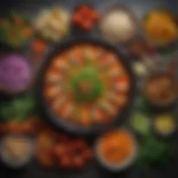 A vibrant spread of pesco vegetarian dishes featuring colorful vegetables and fish.