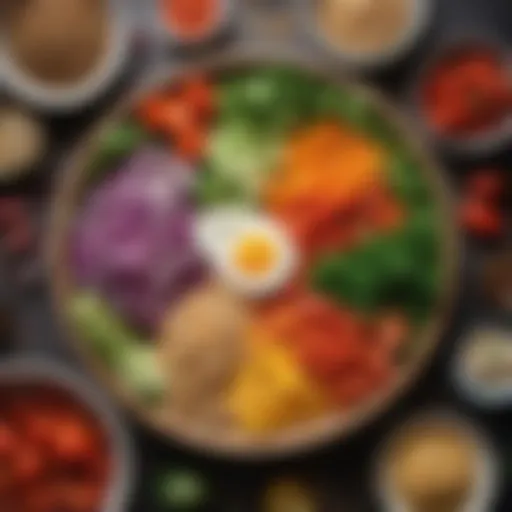 Vibrant salad bowl featuring a variety of fresh vegetables and grains