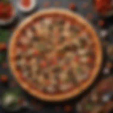 Pizza with Complementary Toppings A beautifully arranged pizza garnished with complementary toppings alongside mushrooms
